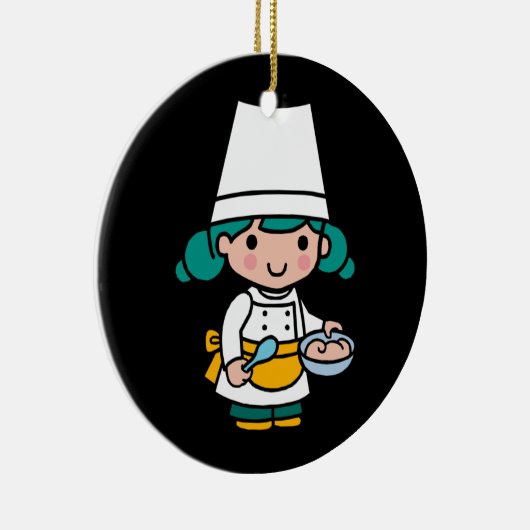 Koch/Bäckermädchen in der Schürze Keramik Ornament (Rechts)