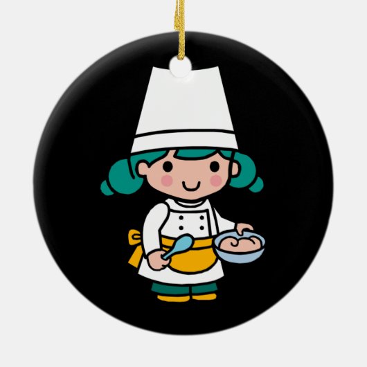 Koch/Bäckermädchen in der Schürze Keramik Ornament (Hinten)