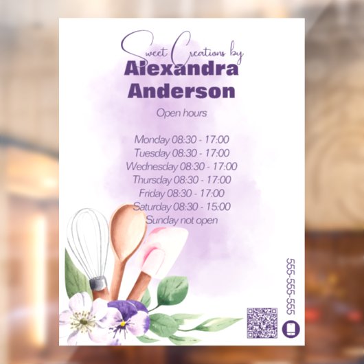 Koch Backhilfsmittel Lila QR-Code Fensteraufkleber (Blatt 2)