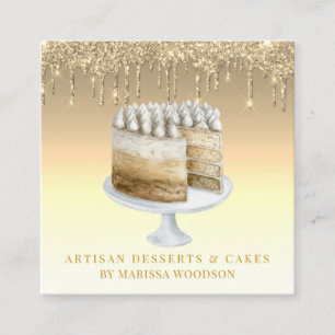 Koch Baker Platinum Gold Glitzer Tropfen Quadratische Visitenkarte