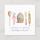 Koch Baker's Utensils Cupcake Bäckerei Konditorei Quadratische Visitenkarte (Vorderseite)