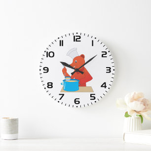 Koch Bear Cooking Soun Fun Animal Kitchen Große Wanduhr