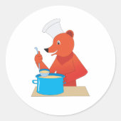 Koch Bear Cooking Soun Fun Animal Kitchen Runder Aufkleber (Vorderseite)