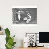 Koch beim Beobachten von Cowboys Karten spielen 2 Poster (Heimbüro)