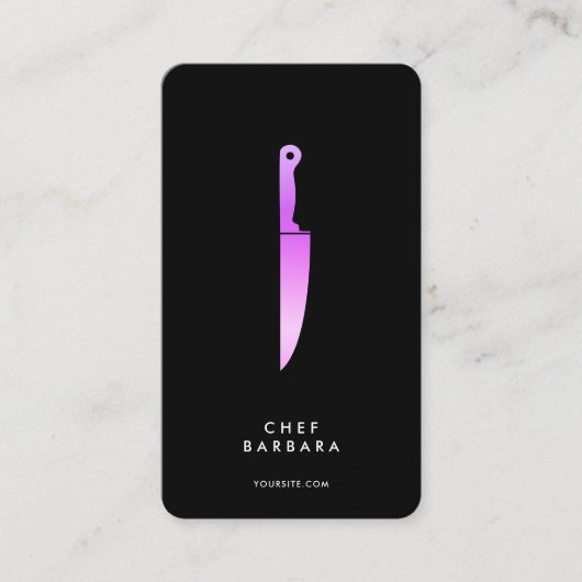 Koch Black Lila Knife Caterer Moderne Visitenkarte (Vorderseite)
