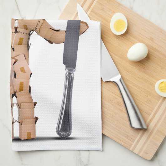 Koch Box Mann mit Besteck Geschirrtuch (Viertel Falte)