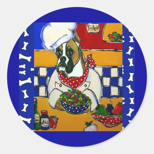 Koch Boxer Dog Runder Aufkleber (Vorderseite)