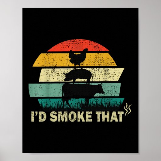 Koch Butcher kochen Grillen Id rauchen, dass Kuhwe Poster (Vorne)