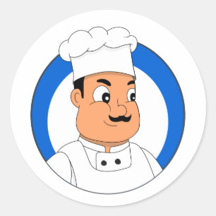 Koch Cartoon Runder Aufkleber