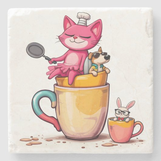 Koch Cat Kaffeepause Untersetzer (Vorderseite)
