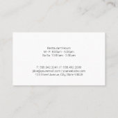 Koch | Catering Delivery Services Business Card Visitenkarte (Rückseite)