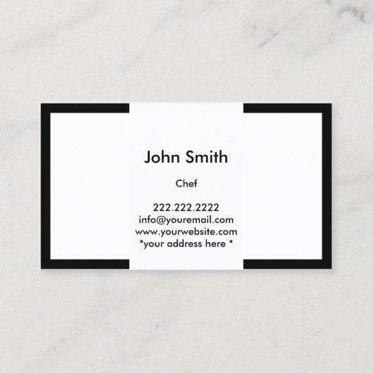 Koch Catering Restaurant Moderne Grenze Visitenkarte (Rückseite)