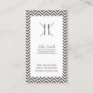 Koch Catering Schlicht Braun Zickzack Streifen Visitenkarte