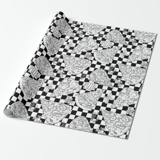 Koch Checkerboard Schwarz-weiß Pizza Muster Geschenkpapier (Ungerollt)