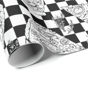 Koch Checkerboard Schwarz-weiß Pizza Muster Geschenkpapier