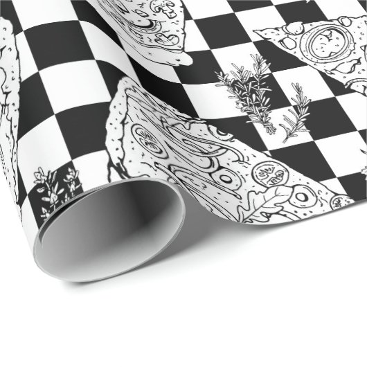 Koch Checkerboard Schwarz-weiß Pizza Muster Geschenkpapier (Rolleneckpunkt)