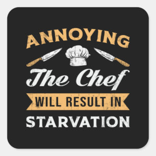Koch Cook Cooking Cuisine Food Job Restaurant Gesc Quadratischer Aufkleber