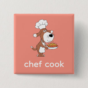 Koch Cook Niedlich Funny Doppy Welpe Cartoon Button