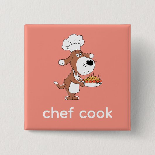 Koch Cook Niedlich Funny Doppy Welpe Cartoon Button (Vorderseite)