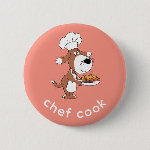 Koch Cook Niedlich Funny Doppy Welpe Cartoon Button
