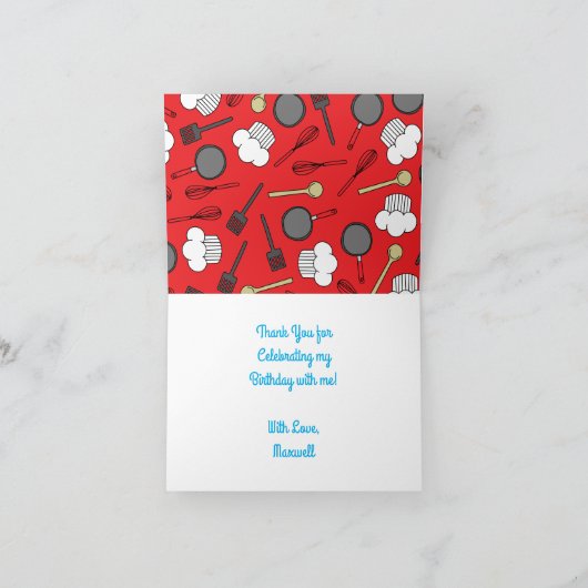Koch Cooking Kindergeburtstag Party Karte (Innenseite)