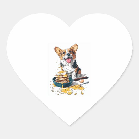 Koch Corgi - Funny Cooking Dog Herz-Aufkleber (Vorderseite)