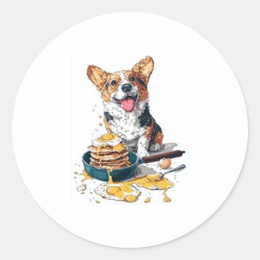 Koch Corgi - Funny Cooking Dog Runder Aufkleber (Vorderseite)