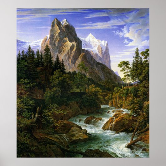 Koch - Das Wetterhorn von der Rosenlaui aus, 1824 Poster (Vorne)