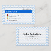 Koch de Cuisine - Modernes Blau Zickzack Visitenkarte (Vorne/Hinten)