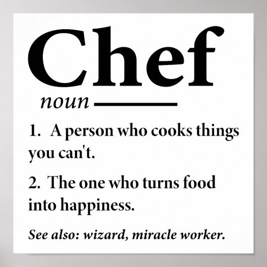 Koch Definition Funny Cooking Koch Poster (Vorne)