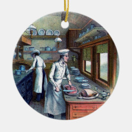 Koch, der in der Küche kocht - Vintag - Verzierung Keramikornament