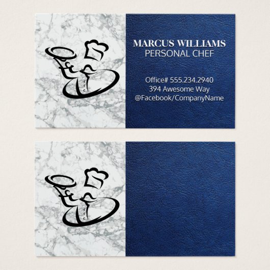 Koch, der Lebensmittel serviert | Blauledermarmor (Vorne & Hinten)