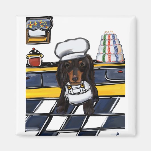 Koch der schwarzen Dackel Magnet (Vorne)