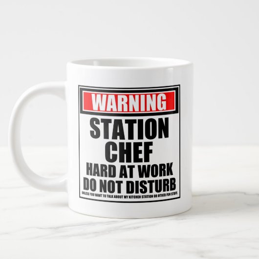 Koch der Warnstation am Arbeitsplatz stören nicht Jumbo-Tasse (Links)