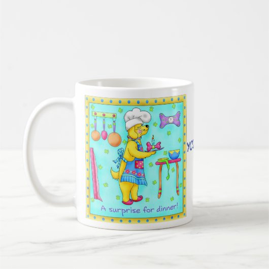 Koch Dog Whimsy Art Name Personalisiert Kaffeetasse (Links)