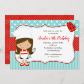 Koch Einladungen (Girl Aquamarin Red) Baking Gebur (Vorne/Hinten)