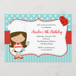 Koch Einladungen (Girl Aquamarin Red) Baking Gebur