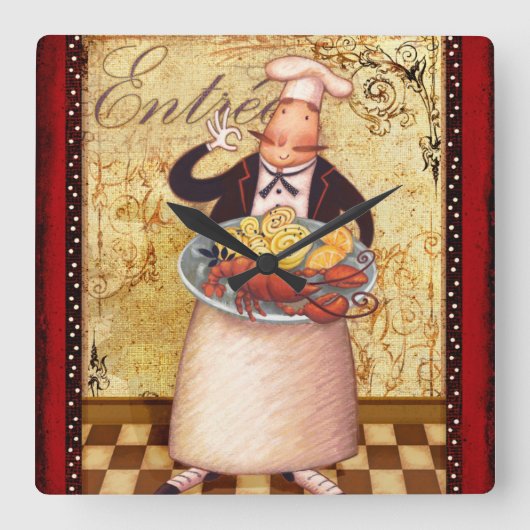 Koch Entrée Quadratische Wanduhr (Vorderseite)