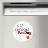 Koch Fett Hund (weiß 3" rund) Magnet (In Situ (Geschirrspüler))