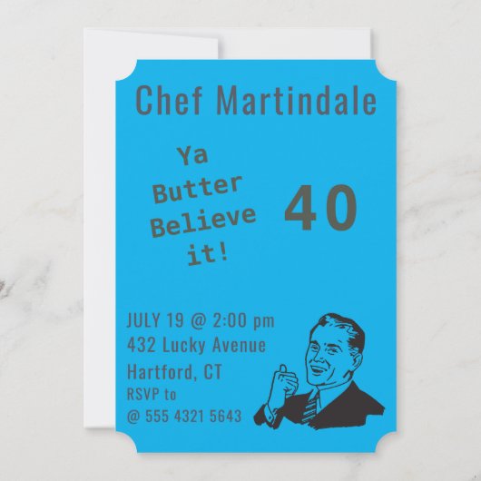 Koch Funny Birthday Cook Fab ersetzen Spaß Fab Einladung (Rückseite)