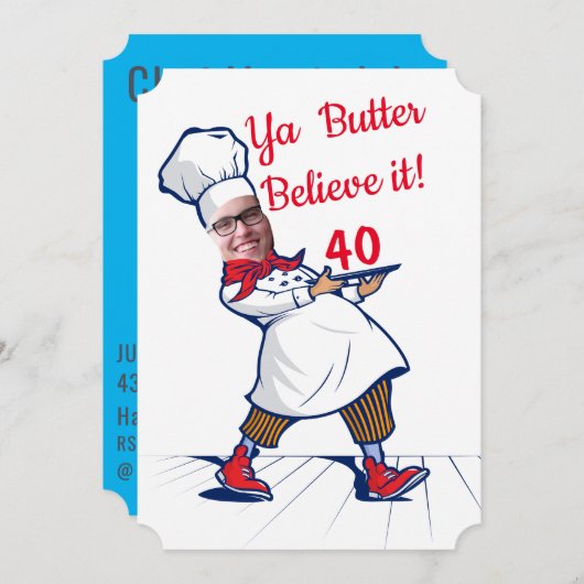 Koch Funny Birthday Cook Fab ersetzen Spaß Fab Einladung (Vorne/Hinten)