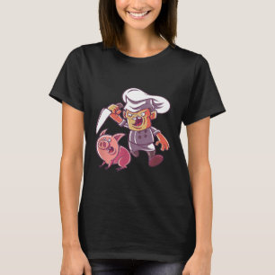 Koch - Funny Piggy Butcher Koch Design mit Pigment T-Shirt
