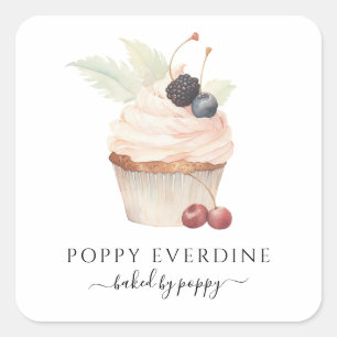 Koch für Backbäckereien Cupcake Produktkennzeichnu Quadratischer Aufkleber