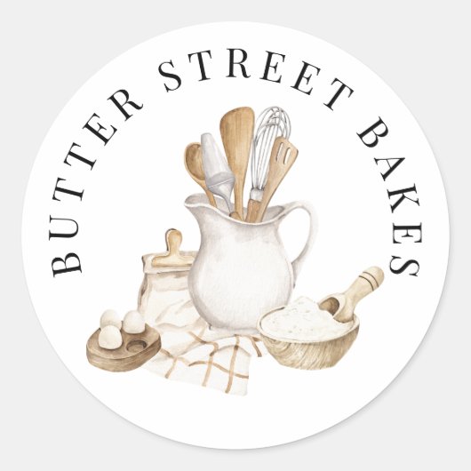 Koch für Bäckereien Aquarellfarben Runder Aufkleber (Vorderseite)