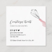 Koch für Bäckereien Logo Pink Aquarell Catering Rabattkarte (Rückseite)