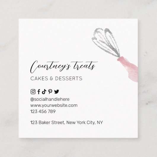 Koch für Bäckereien Logo Pink Aquarell Catering Rabattkarte (Rückseite)