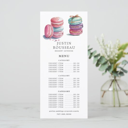 Koch für Bäckereien Menükarte (Stehend Vorderseite)