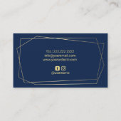 Koch für Backwaren Geometrie Rahmen Navy Blue Visitenkarte (Rückseite)