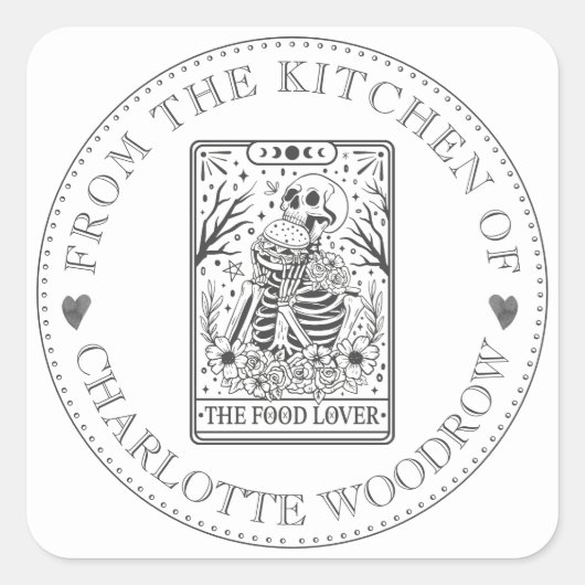 Koch für Backwaren Tarot Lebensmittelkennzeichnung Quadratischer Aufkleber (Vorderseite)
