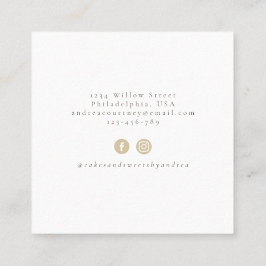 Koch für Blumengebäck Mixer Kuchen Quadratische Visitenkarte (Rückseite)